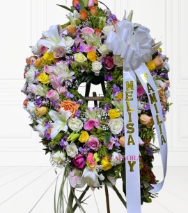 Fúnebre corazón flores variadas 